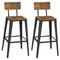 VASAGLE Set of 2 Bar Stools, Bar Height Stools, Tall Bar Stools with Back, Bar Chairs, Steel Frame, Industrial Style, Easy Assembly, Rustic Brown and Ink Black ULBC078B01