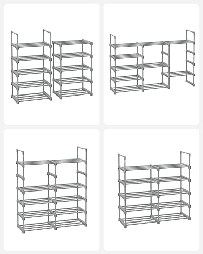 Songmics 10-Tier Customizable Design Metal Shoe Rack, Grey