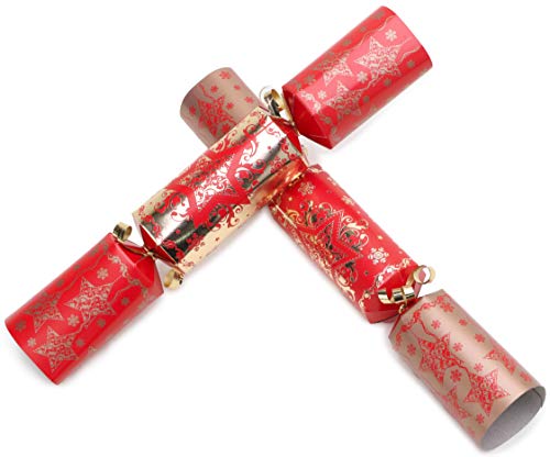 Toyland 10 Deluxe Red & Gold Christmas Crackers