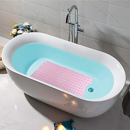 Bathtub and Shower Mats, Extra Long Non-Slip Bath Mat with 200 Big Suction Cups,Eco Friendly Bath Tub Mat for Kids 40 X 16 Inch,Machine Washable Bath Tub Mat for Bathroom (Pink)