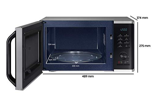 Samsung MW3500K Microwave MS2AK3515AS/EG / 800 W / 23 L Cooking Chamber / 48.9 cm Wide/Scratch-Resistant Ceramic Enamel Interior/QuickDefrost Programmes/Silver