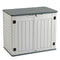 Zevemomo Resin Outdoor Storage Shed, All-Weather Horizontal Tool Shed w/o Shelf, Multi-Opening Door, Reinforced Floor, Lockable, 35 Cu.ft Capacity for Bike, Garbage Cans, Lawn Mower, Garden Tools
