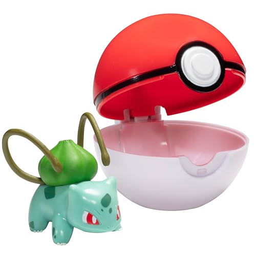 Jazwares Pokémon Clip 'N' Go Pokeball & Battle Figure Set, 3-Pack - Let's Go Starters Charmander, Bubasaur, Squirtle with Poke Balls - Officially Licensed - Gift for Kids