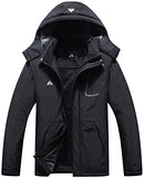 Women's Mountain Waterproof Ski Jacket Windproof Rain Windbreaker Winter Warm Hooded Snow Coat, Black-01, Medium