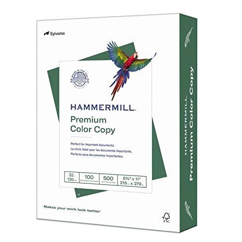 Hammermill Paper, Color Copy Digital, 32 lb, 8.5 x 11, Letter, 100 Bright, 500 Sheets / 1 Ream (102630), Made in The USA