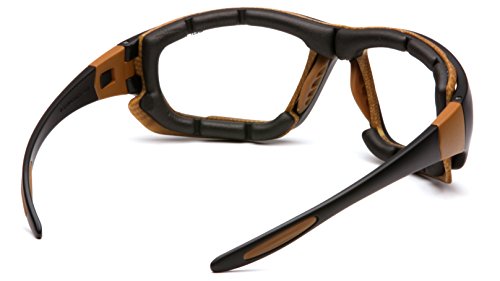 Pyramex Safety Products CHB410DTP Carhartt Carthage Safety Glasses, Clear Anti-Fog Lens with Black/Tan Frame, Clear
