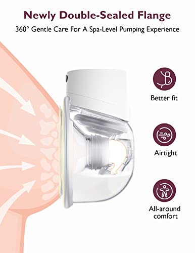 Momcozy Hands-Free Breast Pump S12 Pro, Wearable Pump with Comfortable Double-Sealed Flange 24mm, 3 Modes & 9 Levels Electric Breast Pump Portable for Easy Pumping, Smart Display (White, 2 Count)