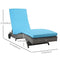 Outsunny Wicker Chaise Lounge, Outdoor Lounge Chair, 5-Level Adjustable Backrest S-Shape Rattan Lounger with Cushion & Wheels for Patio, Deck, Poolside, Sky Blue
