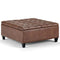 SIMPLIHOME Harrison 36 inch Wide Square Coffee Table Lift Top Storage Ottoman in Upholstered Distressed Umber Brown Tufted Faux Leather for the Living Room,