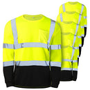 Zhanmai 6 Pack High Visibility Shirts Class 3 Reflective Safety Hi Vis Shirt Long Sleeve Wicking Safety Shirt with Pocket, Yellow, X-Large