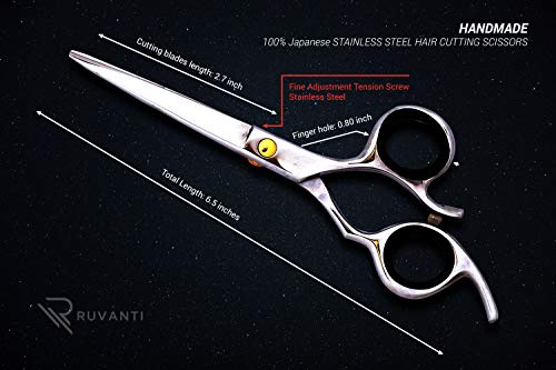 Professional Razor Blades Left Handed Hair Scissors - Barber Scissors for Left Hand - 6.4" Japanese Super Cobalt Stainless Steel Left Handed Shears - Handmade Lefty Hair Shears with Adjustment Screw.