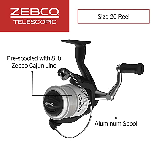Zebco 33 Telescopic Spinning Reel and Fishing Rod Combo, Convenient Telescoping Rod with a Pro-Style Handle Grip and Quickset Anti-Reverse Fishing Reel, Multi, One Size (33SP605MTELA.FB4)