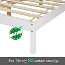 Solid Wood Bed Frame with Headboard Double Size Mattress Base Foundation Pine Wood Platform Wood Slat Support Bedroom Furniture White