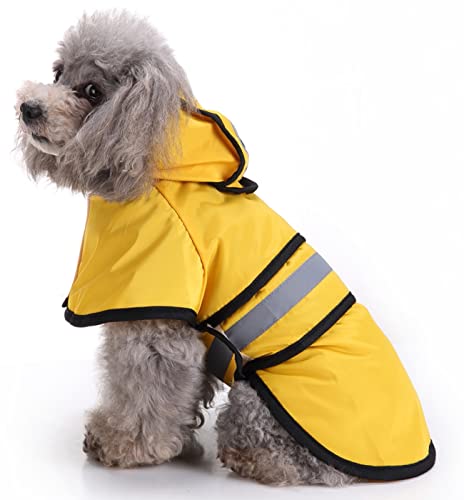 KIKNIN Dog Raincoat, Waterproof Dog Rain Coat, Reflective Safety Dog Rain Jacket, Windproof Snow-Proof Hooded Slicker Poncho, Pet Rain Coat for Small Medium Large Dogs