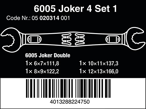 Wera - 05020314001 - Double open-ended spanner set, 6005 Joker 4 set 1, 4 pieces