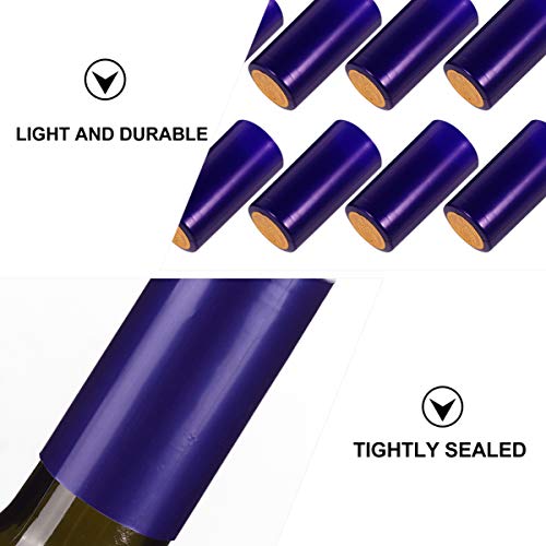 TOYANDONA 100Pcs/ Set PVC Heat Shrink Capsules Wine Shrink Wrap Bottle Caps Wine Bottle Seal Home Beer Brewing Tool Shrink Caps Wine Bottle Tops for Wine Cellars Home, Blue