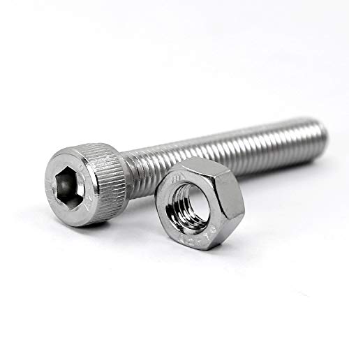 (10 Sets) M8 x 60mm Bolts and Nuts Kit Socket Head Cap Screws AISI 304 Stainless Steel (18-8),Full Thread, Bright Finish