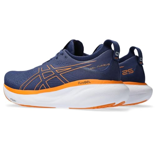 ASICS Men's Gel-Nimbus 25 Training Shoe, Deep Ocean/Bright Orange, US 8