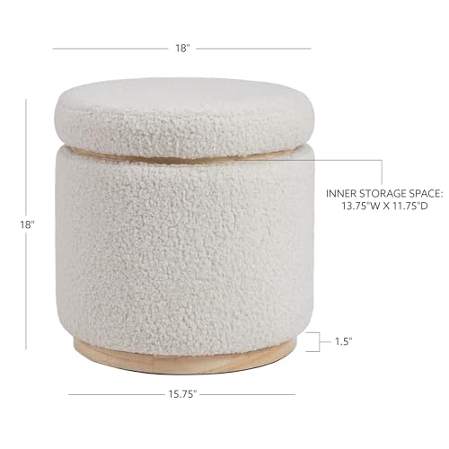 Linon Home Décor Cream Sherpa Round Storage Wooden Base by Linon Lexington Ottoman