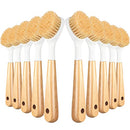 10 Pack Dish Brush with Bamboo Handle Dish Scrubber Built-in Scraper Wood Kitchen Scrub Brush Dishwashing Brush Dish Cleaning Brush Dish Cleaner Brush for Cleaning Sink Pot Pan, 9.8 x 2.3 x 1.4 Inch