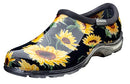 Sloggers Waterproof Garden Shoe for Women – Outdoor Slip-On Rain and Garden Clogs with Premium Comfort Support Insole, F&G, Sunflower Print Black, 11