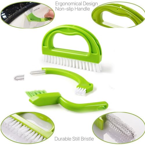 GYB Green 3 in 1 Tile Grout Cleaning Brush Mould Remover Narrow Stiff Stain Cleaner