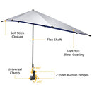 G4Free UPF 50+ Adjustable Beach Umbrella XL with Universal Clamp for Chair, Stroller, Wheelchair, Golf Cart, Bleacher, Patio