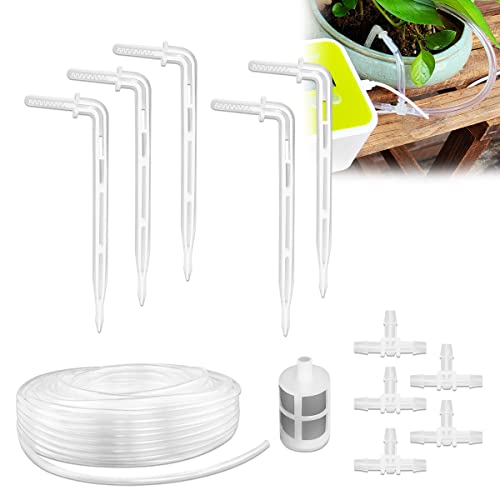 UCINNOVATE Drip Irrigation Tubing Kit Including 5M 1/4 INCH Tubing, Irrigation Drippers, Tube Connectors, Fitler for Automatic Self Watering Equipment System