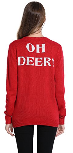 *daisysboutique* Women's Christmas Cute Reindeer Knitted Sweater Girl Pullover (XX Large, Lighting)