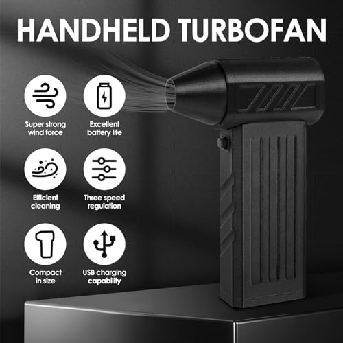 Turbo Fan Blower Portable Mini Turbo Violent Fan Lightweight Electric Jet Blower Rechargeable Mini Jet Blower with LED Light 2600mAh Handheld Air Blower Brushless Motor for Car Home Clean (B)