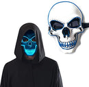 Halloween Mask, LED Glowing Horror White Skull Mask,Grim Reaper Mask,Halloween Carnival Party Cosplay Atmosphere Props