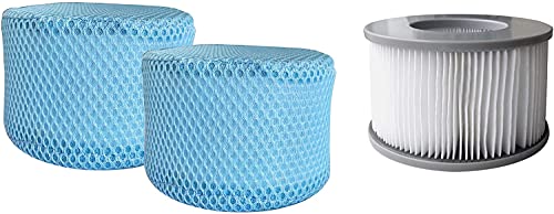 SHATCHI 90/120 Pleats Filter Cartridges/Base with Protective Net Mesh Cover Strainer Pool Bubble Spa Accessories for Mspa Hot Tubs, Grey, Pack of 12