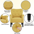 Yaheetech Modern Armchair, Mid Century Accent Sofa Chair with Sturdy Wood Legs and High Back, Upholstered Fabric Sofa Club Chair for Living Room/Bedroom/Office, Yellow