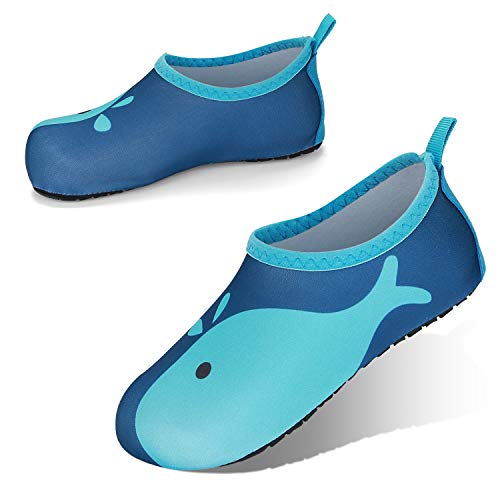 JOTO Water Shoes for Kids, Children Barefoot Quick-Dry Aqua Water Socks Slip-on Swim Beach Shoes for Girls and Boys Toddler -Navywhale