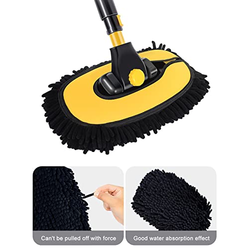 Car Wash Brush Mop with Long Handle, Soft Chenille Mitt Cleaning Mop Not Hurt Paint Scratch Free Duster Rotatable Car Special Cleaning Tool Accessories