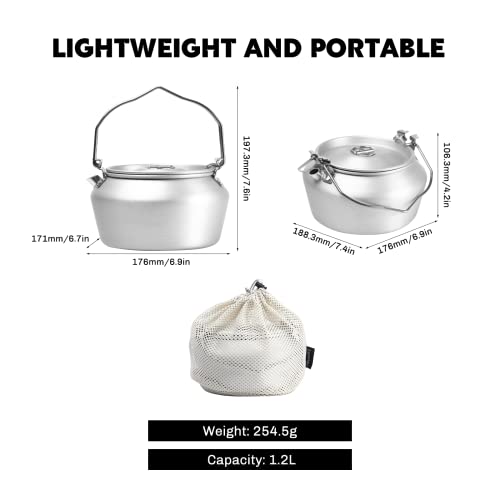 Fire Maple Niumbus 1.2L Camping Kettle Camp Tea Coffee Pot | 1.2L Aluminum Outdoor Hiking Water Boiler | Portable Teapot Lightweight with Foldable Handle for Bushcraft