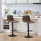 Yaheetech Bar Stools Counter Height, Swivel Barstools with Footrest and L Shape Back, Height Adjustable Modern Bar Chairs, Vintage Leather, Brown