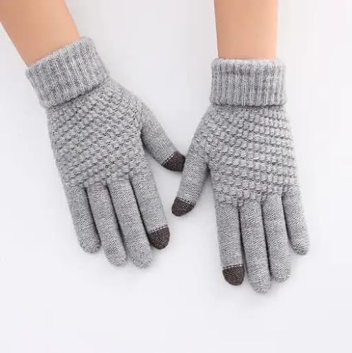 Winter Gloves Touch Screen Warm Knitted Wool Mittens Full Finger Acrylic Gloves for Men and Women