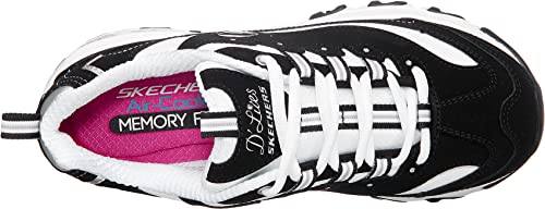 Skechers Sport Women's D'Lites Biggest Fan Fashion Sneaker, Biggest Fan Black/White, 10 M US