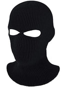 SATINIOR 3-Hole Knitted Full Face Cover Ski Mask, Adult Winter Balaclava Warm Knit Full Face Mask for Outdoor Sports (Black 2)