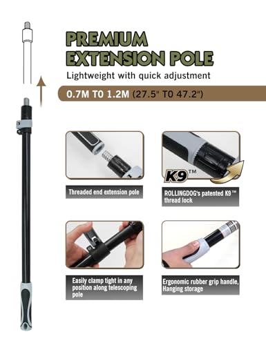ROLLINGDOG 18 Inch Paint Roller Kit - Large Paint Roller,Microfiber Paint Roller Sleeves,Paint Tray with Liners,Extension Pole with Thread Lock,Pack of 10