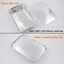 50pcs Foil Trays with Lid, 20.5x11x5.5cm Aluminium Foil Pan Disposable Food Containers Takeaway Box BBQ Oven Baking for Cooking, Heating, Storing(with Lid, 205 * 110 * 55mm /670ml)