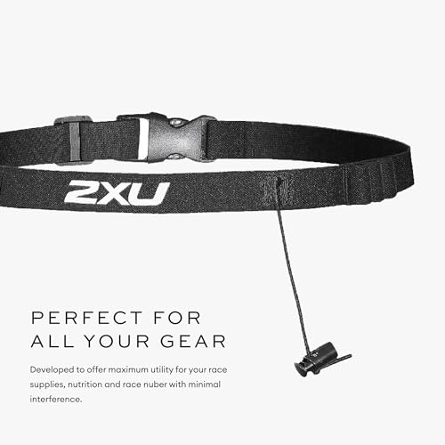 2XU Unisex Race Belt with Loops - Use for Triathlons, Marathons, Running Events, Fully Adjustable - Black/Nero - One Size