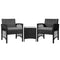 Gardeon 3pcs Wicker Patio Furniture, Bistro Set Table and Chairs Outdoor Lounge Setting Conversation Sets Dining Chair Garden Backyard, Cushion with Coffee Table Glass Tabletop Variegated Rattan Black