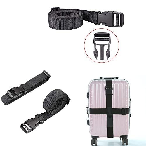 Luggage Straps Suitcase Belts Travel Accessories Bag Straps Adjustable Heavy Duty with Quick-Release Buckle 4 Pack (Black - 1m - 25mm)