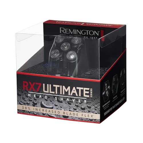 Remington RX7 Ultimate Head Shaver, HC7500AU, 5 Different Cutting Heads, Dual Track Blades for Clean and Comfortable Shave, Ergonomic Design Black 1.0 count