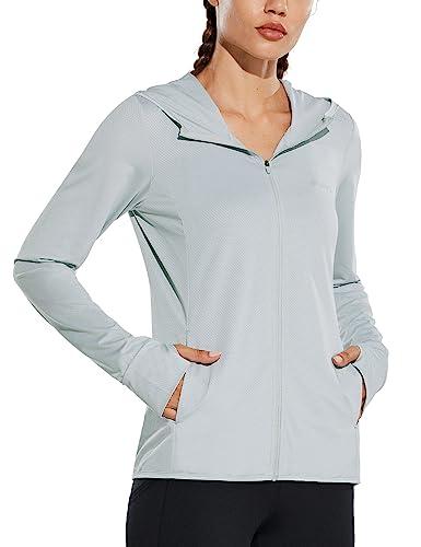 BALEAF Women's SPF UPF 50+ UV Protection Zip Up Sun Shirt Long Sleeve Hoodie Jackets Cooling Outdoor Hiking Fishing Grey S