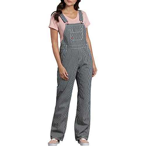 Dickies Women's Denim Bib Overall, Rinsed Hickory Stripe, Medium