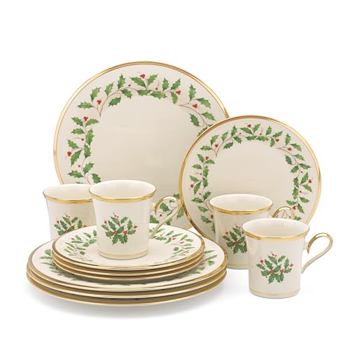 Lenox 6122048 Holiday 12-Piece -Plate & -Mug Set,Red & Green