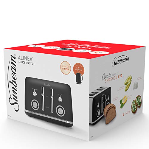 Sunbeam Alinea 4-Slice Toaster with High Lift | Wide Slots & Independent 2-Slice Controls | Dark Canyon Black | TA2740K